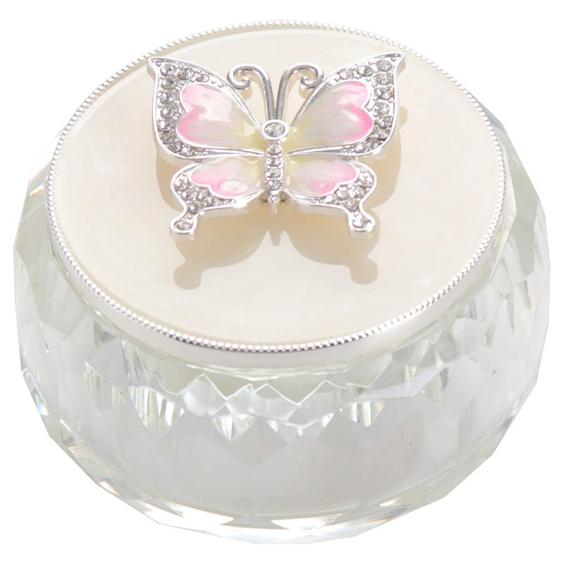 LASODY Butterfly Jewelry Storage Box for Rings Earrings Necklace Treasure Chest Organizer Jewelry Keepsake Gift Box Case for Girl Women (Butterfly w/Big Crystal box, Silver Plate) - Image 1